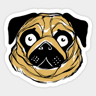 Face of a pug dog ink illustration Sticker